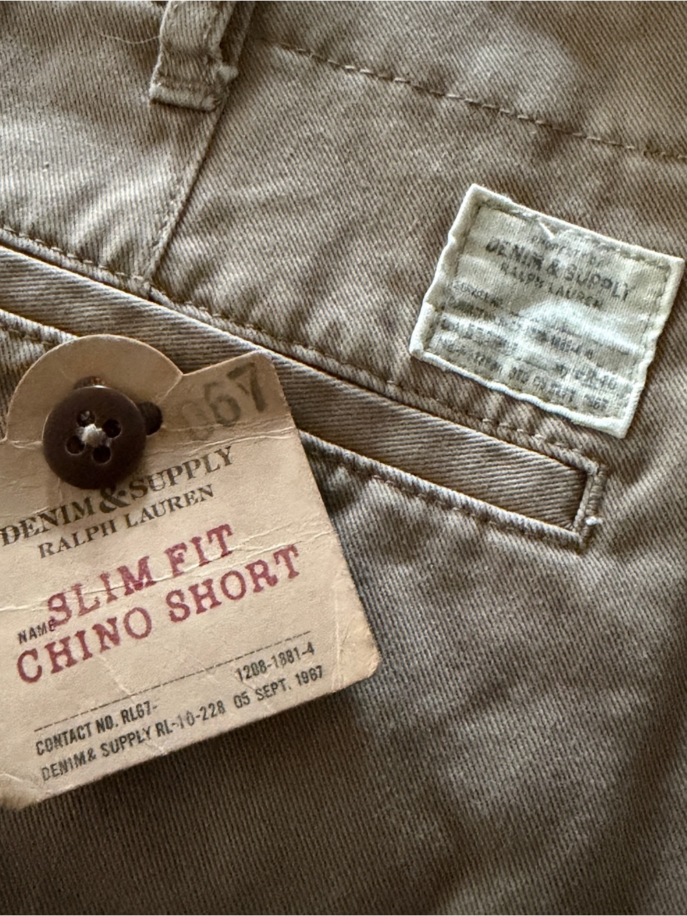Ralph Lauren Denim & Supply 2 Tone Khaki Shorts w/Distressed American Flag Panel - Picture 9 of 10